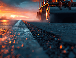 Pavement milling and overlay work on an existing asphalt surface